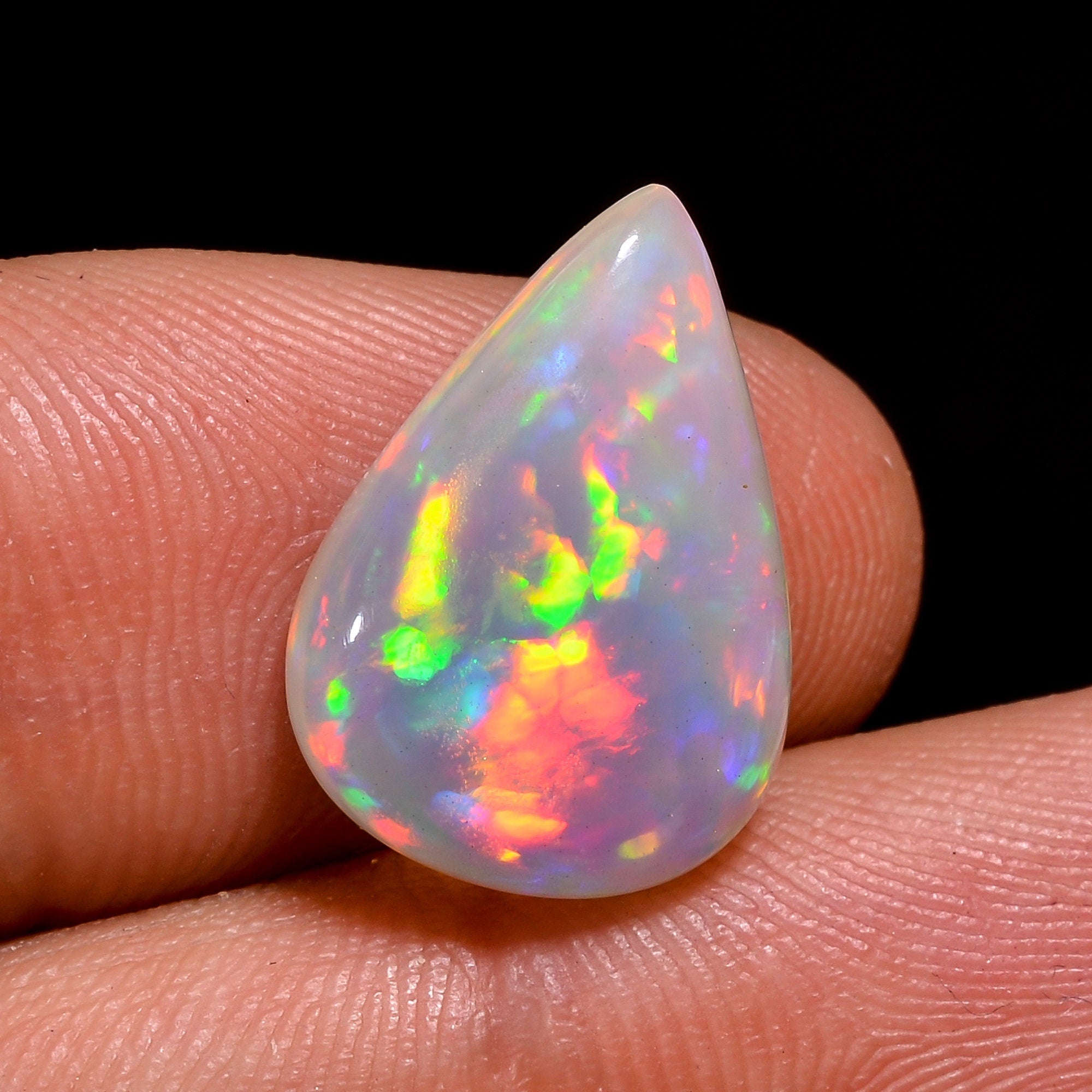 ethiopian opal natural pear shape cabochon loose gemstone